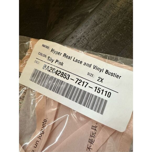 Savage X Fenty HYPER REAL LACE AND VINYL BUSTIER 2X pink light pink - Picture 8 of 9